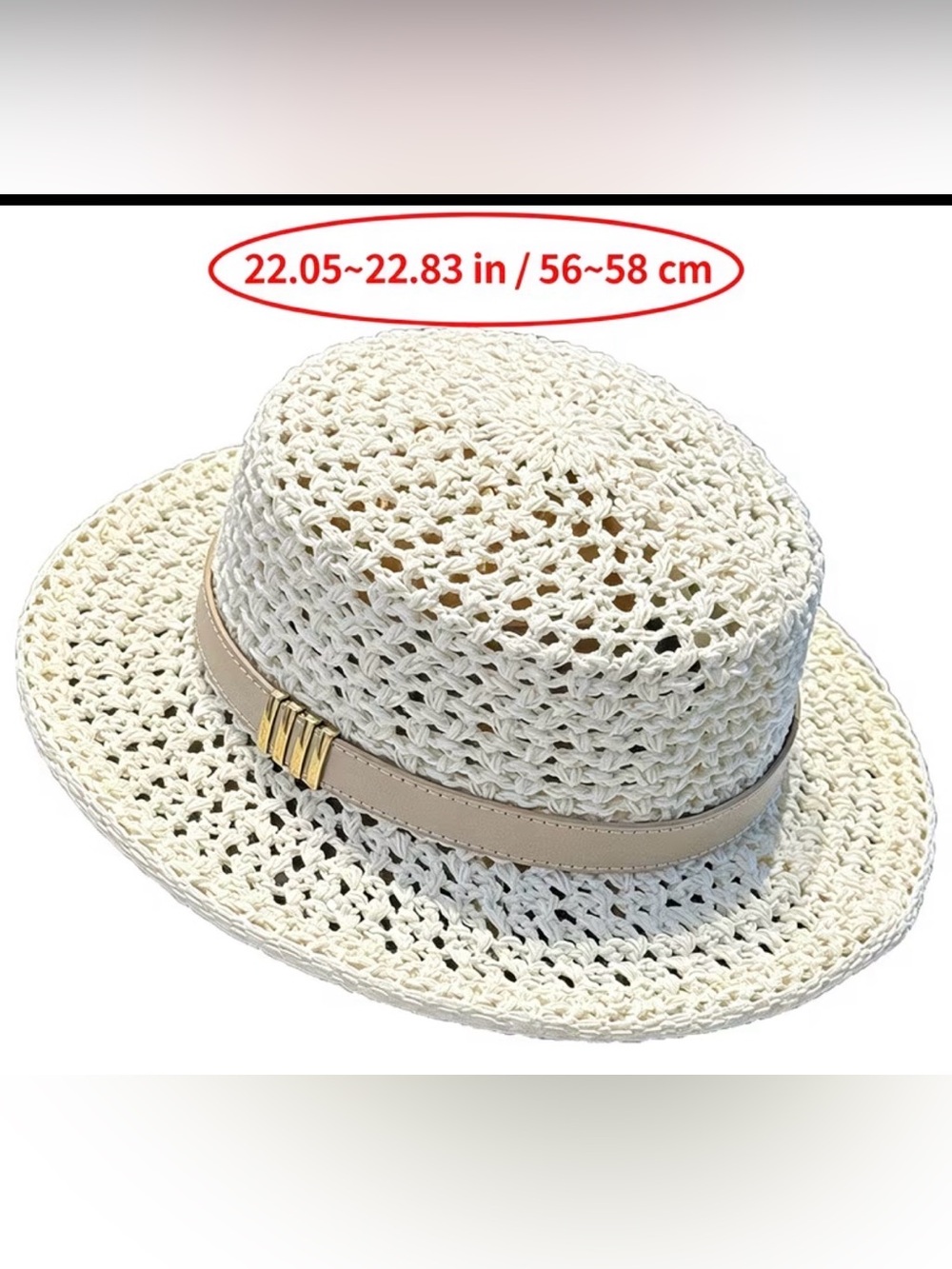 Woven Straw Fedora Hat with Beige Band